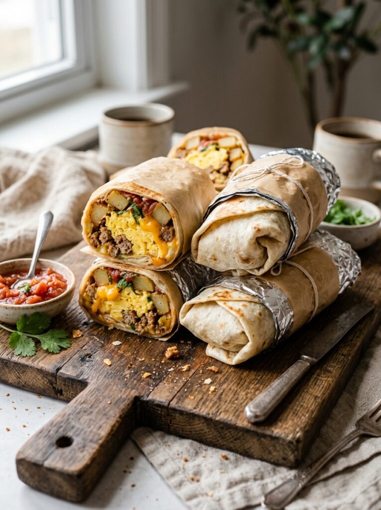High-Protein Breakfast Ideas for Meal Prep 7 High-Protein Breakfast Ideas for Meal Prep Breakfast burritos wrapped in parchment paper sliced in half