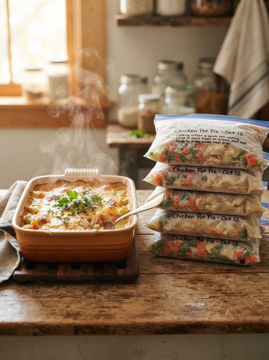 Freezer Meal Prep: 15 Recipes to Stock Your Freezer 2 Freezer Meal Prep: 15 Recipes to Stock Your Freezer Hot casserole dish next to labeled frozen freezer bags