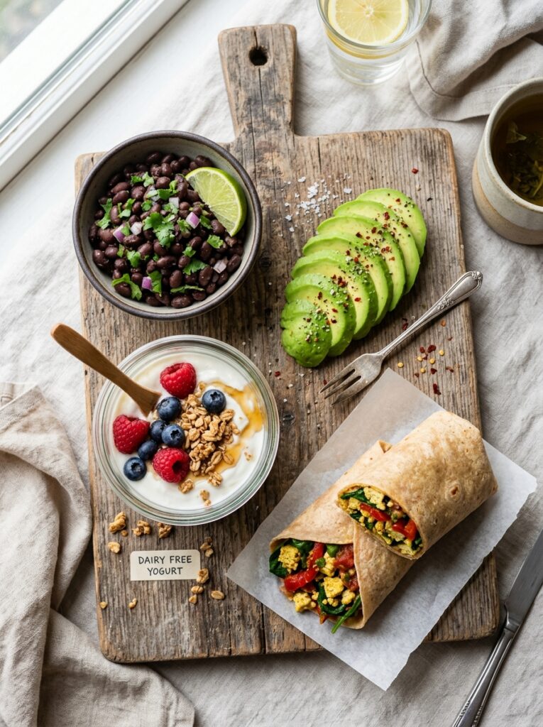High-Protein Breakfast Ideas for Meal Prep 11 High-Protein Breakfast Ideas for Meal Prep Flat lay of diverse breakfast ingredients for different diets