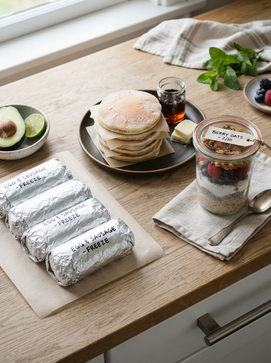 Freezer Meal Prep: 15 Recipes to Stock Your Freezer 3 Freezer Meal Prep: 15 Recipes to Stock Your Freezer Frozen breakfast burritos and pancakes wrapped for the freezer