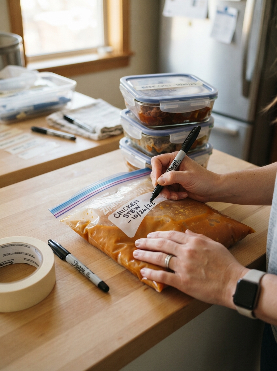 Freezer Meal Prep: 15 Recipes to Stock Your Freezer 6 Freezer Meal Prep: 15 Recipes to Stock Your Freezer Hands labeling a freezer bag with a marker