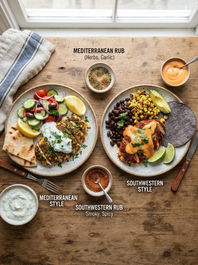 Comparison of the same protein styled with two different spice blends