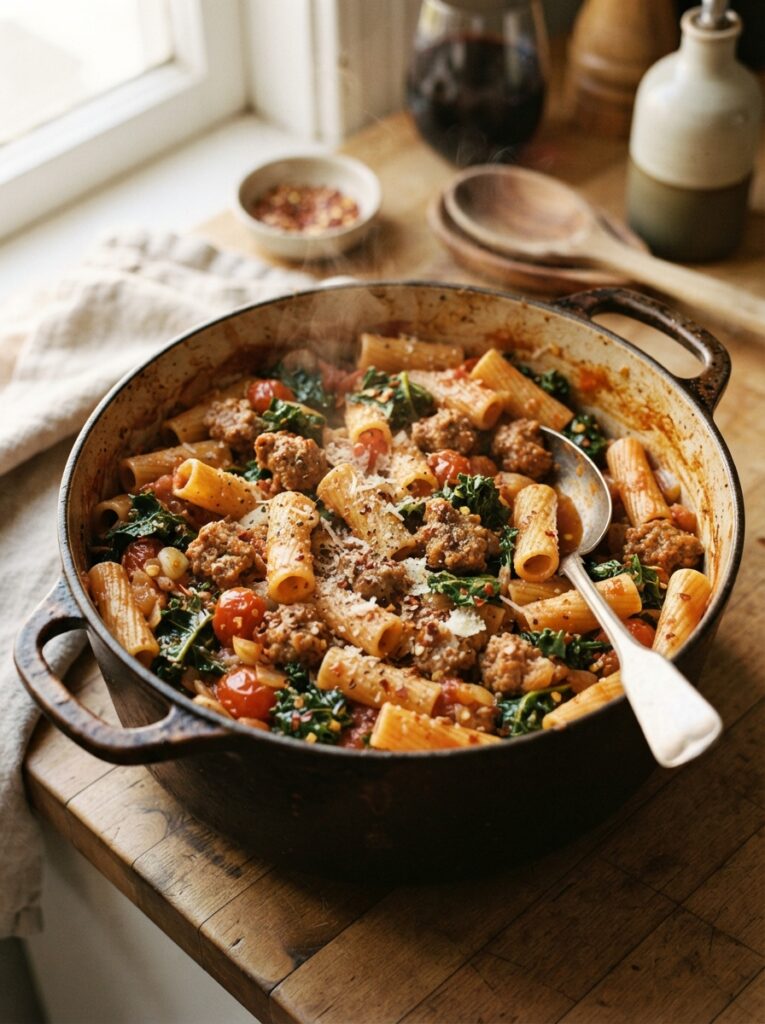 One-Pot Pasta Dinners for Busy Weeknights: 8 Easy Recipes 7 One-Pot Pasta Dinners for Busy Weeknights: 8 Easy Recipes Spicy sausage and kale one-pot pasta in a pot