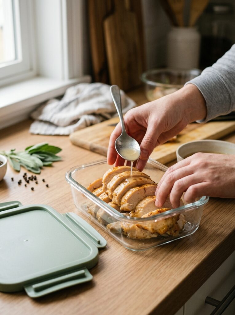 How to Cook Chicken Breast So It's Never Dry Again: Every Method Compared 13 How to Cook Chicken Breast So It's Never Dry Again: Every Method Compared Sliced cooked chicken breast packed into a glass meal-prep container with broth