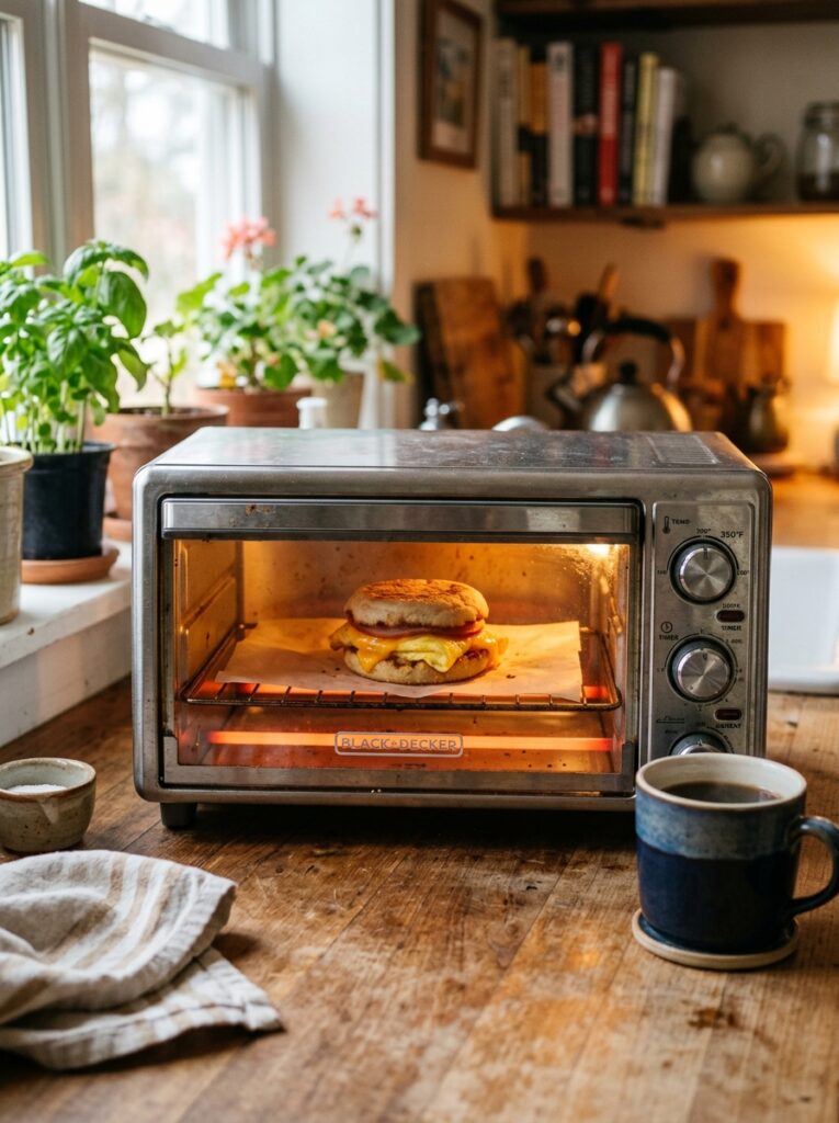 High-Protein Breakfast Ideas for Meal Prep 17 High-Protein Breakfast Ideas for Meal Prep Egg muffin reheating in a toaster oven