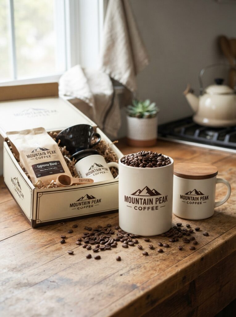 Coffee gift set with matching storage canister as a gift