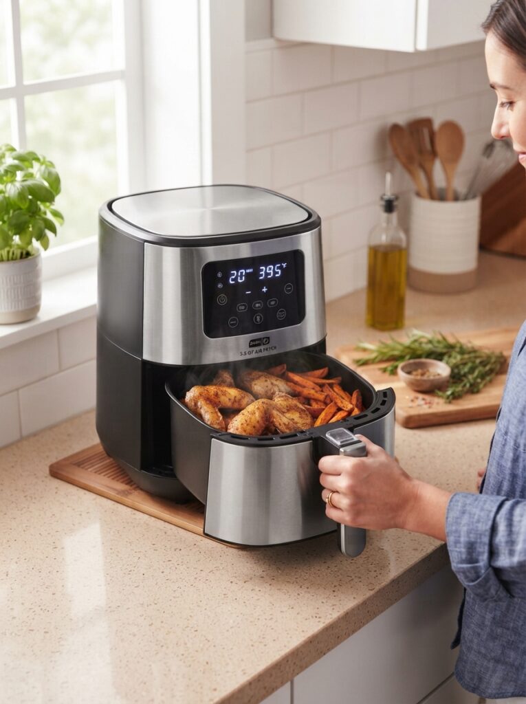 Best Air Fryers for Small Kitchens: A Buying Guide by Size and Budget 3 Best Air Fryers for Small Kitchens: A Buying Guide by Size and Budget Compact 3 to 4 quart basket air fryer on a countertop