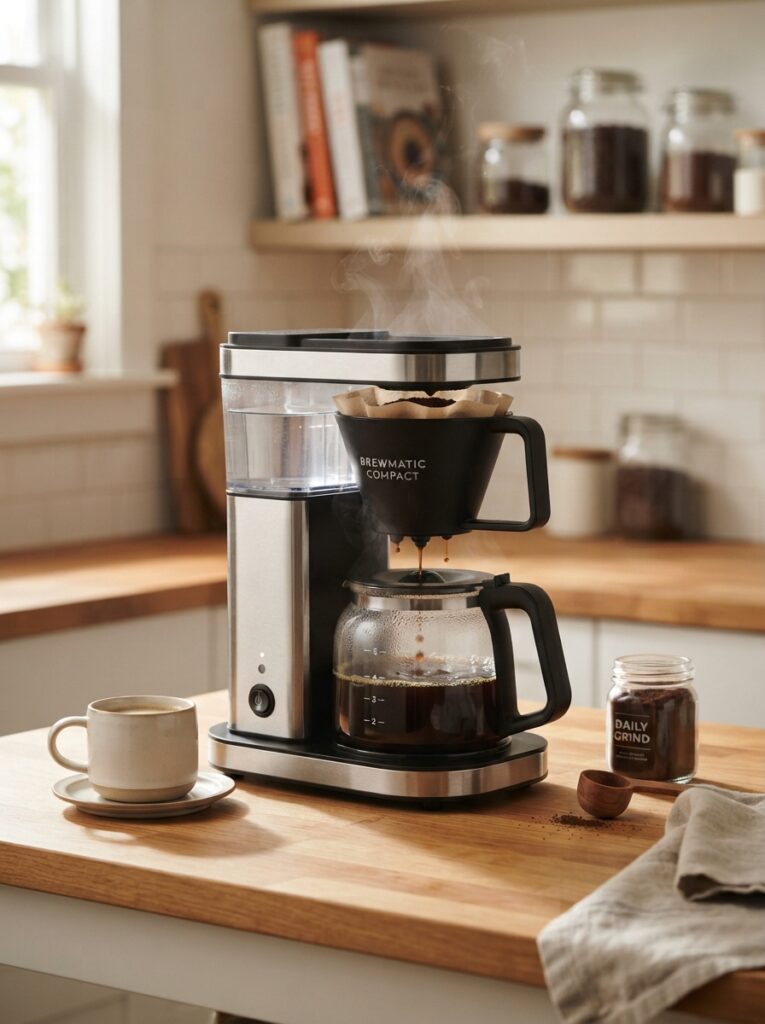 Best Coffee Makers for Small Kitchens: A Space-Smart Buying Guide 3 Best Coffee Makers for Small Kitchens: A Space-Smart Buying Guide Compact drip coffee maker brewing on a small counter