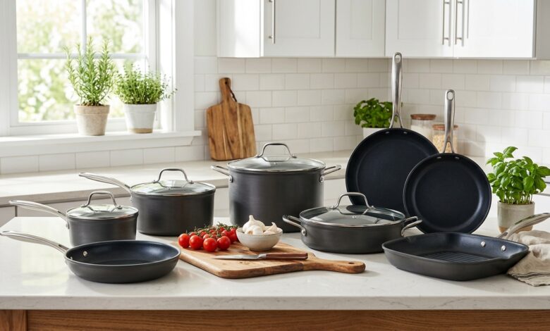 Best Non-Stick Cookware Sets for Beginners: A Buying Guide 1 Best Non-Stick Cookware Sets for Beginners: A Buying Guide Matching set of nonstick pots and pans on a kitchen counter