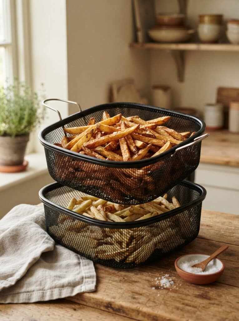 Best Air Fryers of 2026: Top Picks for Every Budget and Size 5 Best Air Fryers of 2026: Top Picks for Every Budget and Size Two air fryer baskets stacked, the upper one holding crisp golden fries