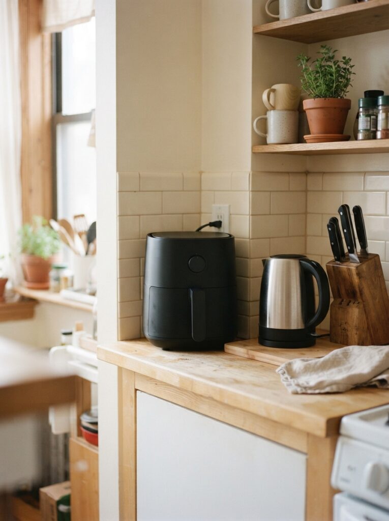 Best Air Fryers of 2026: Top Picks for Every Budget and Size 7 Best Air Fryers of 2026: Top Picks for Every Budget and Size A compact air fryer in a small kitchen corner beside a kettle and a knife block