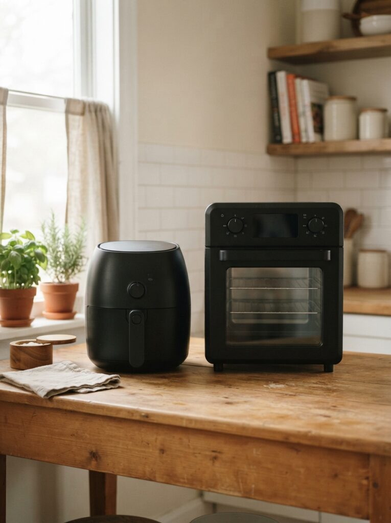 Best Air Fryers of 2026: Top Picks for Every Budget and Size 2 Best Air Fryers of 2026: Top Picks for Every Budget and Size A basket-style air fryer and a taller oven-style air fryer side by side on a wooden kitchen counter