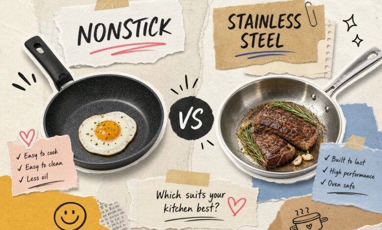 Nonstick vs Stainless Steel Cookware: Which Is Better? 1 Nonstick vs Stainless Steel Cookware: Which Is Better? Nonstick vs Stainless Steel Cookware: Which Is Better?